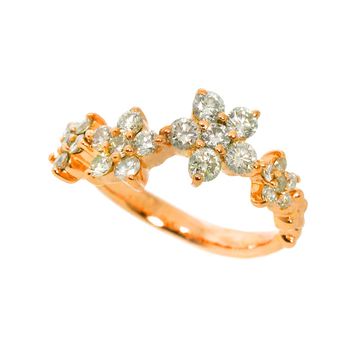 Diamond 0.75ct Ring 18K PG Pink Gold 750 Size4.5(US)