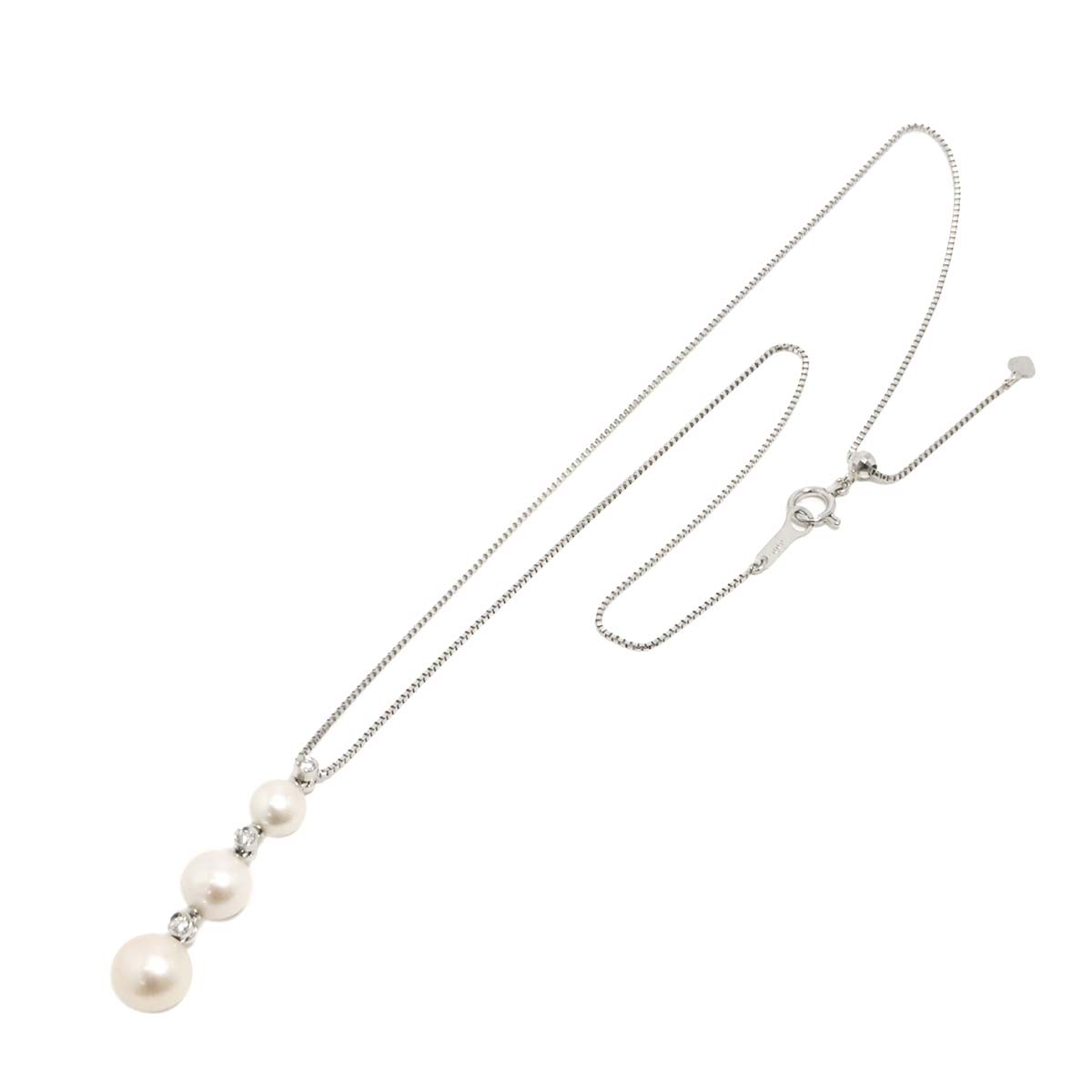 Freshwater cultured pearl Diamond 0.09ct Necklace Pt Platinum