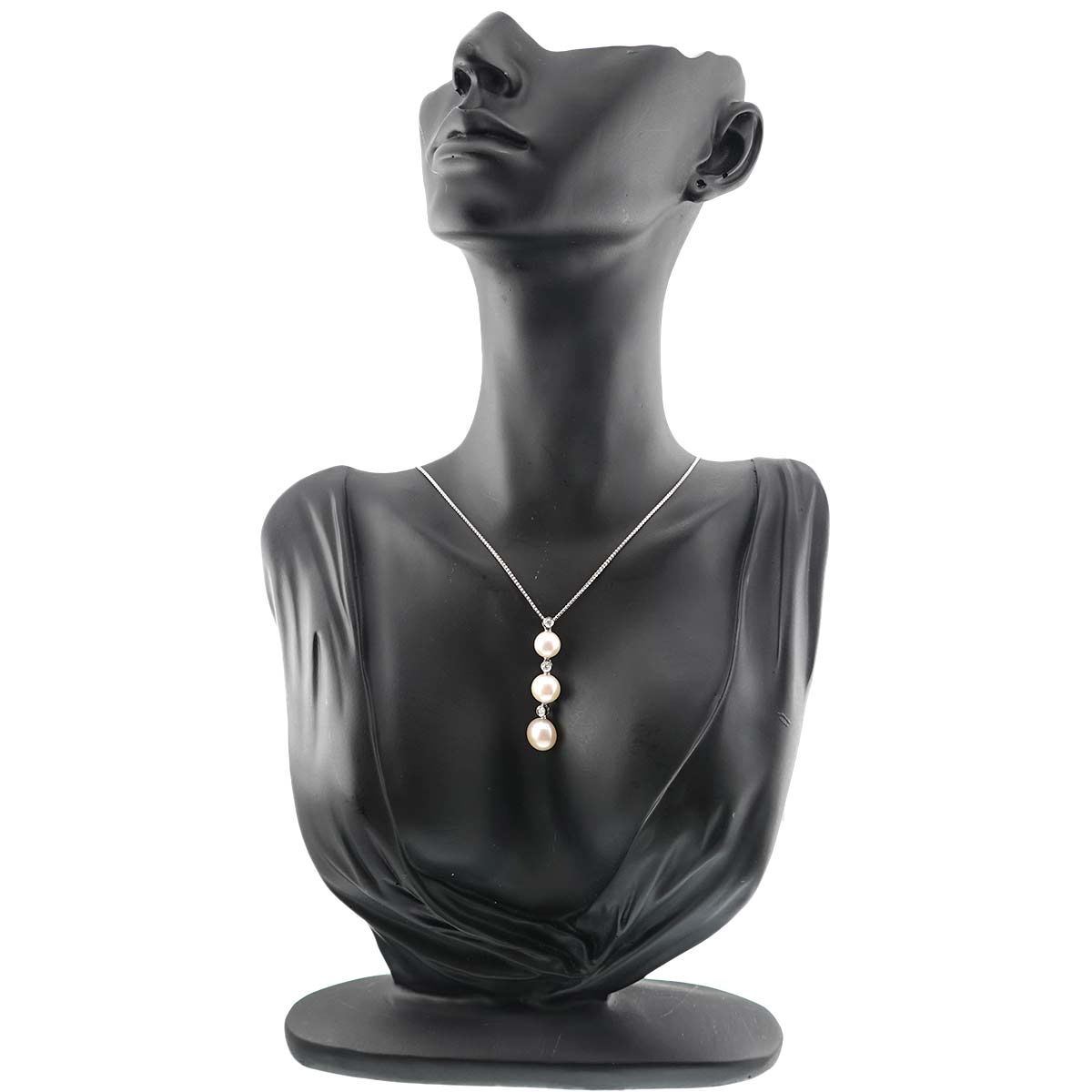 Freshwater cultured pearl Diamond 0.09ct Necklace Pt Platinum