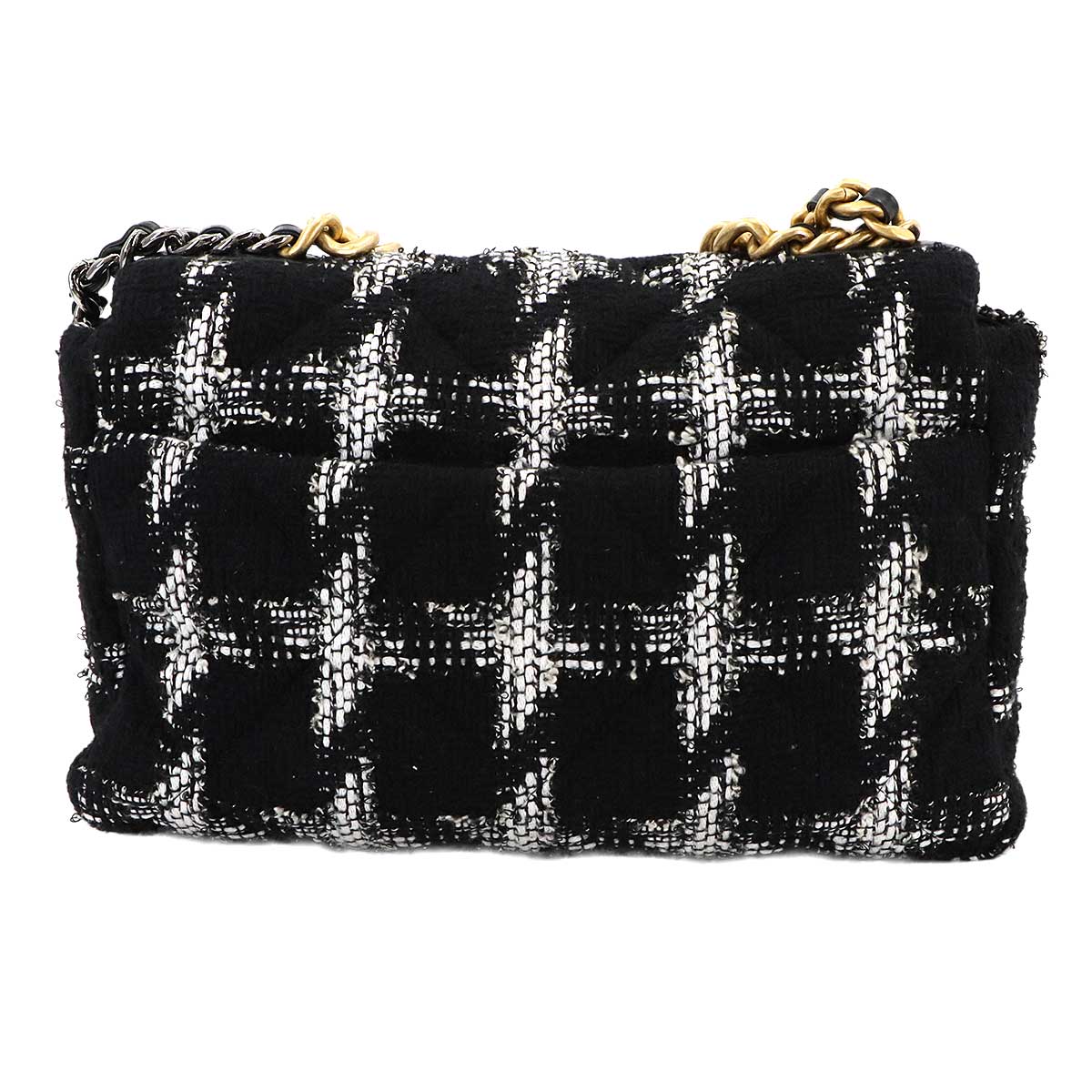 CHANEL 19 2way Chain Hand Shoulder Bag Tweed Black White AS1161 Purse