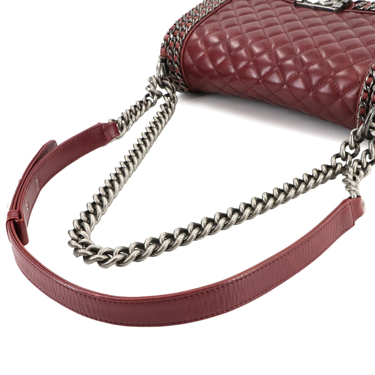 BOY CHANEL Chain Shoulder Bag Leather Bordeaux A67086 Purse