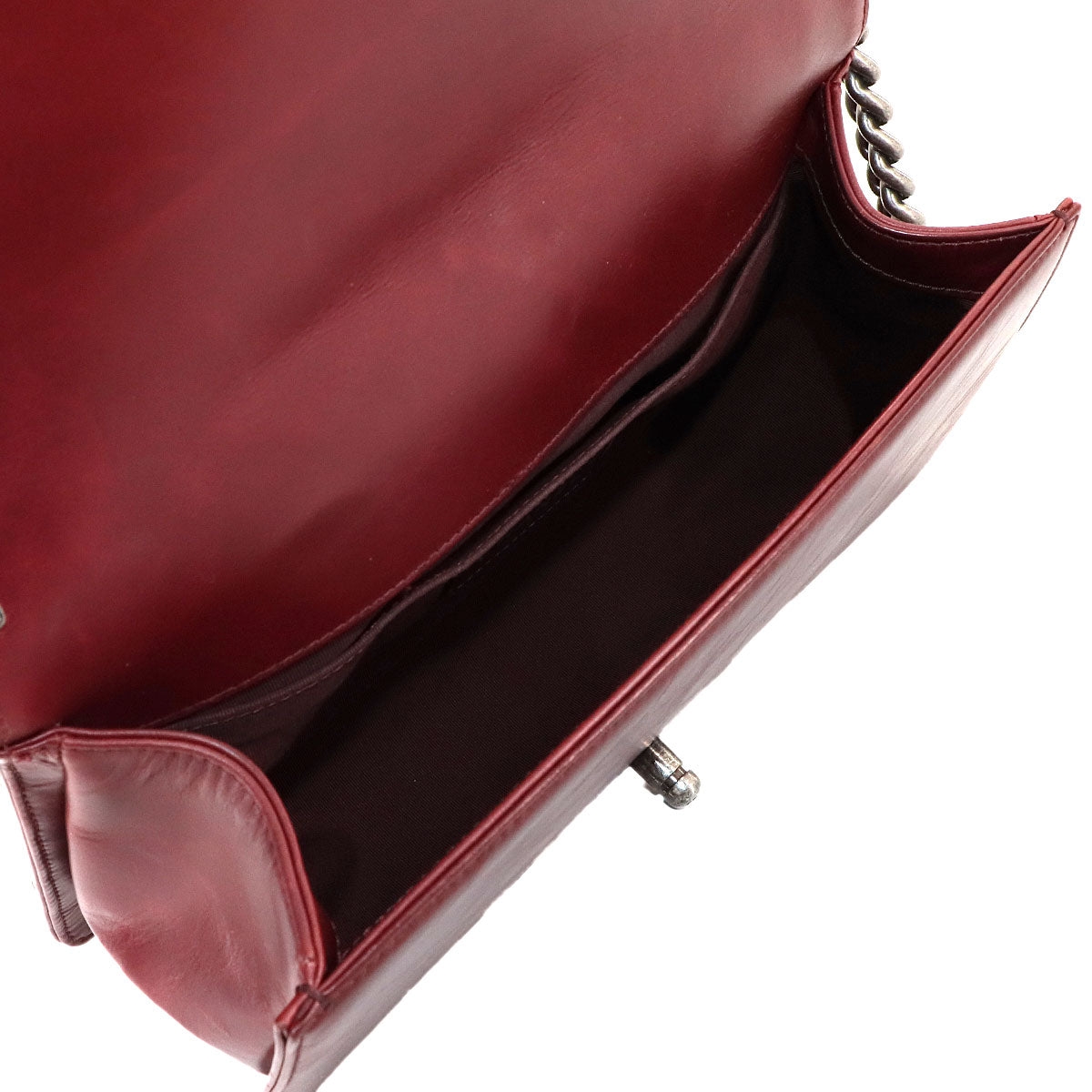 BOY CHANEL Chain Shoulder Bag Leather Bordeaux A67086 Purse