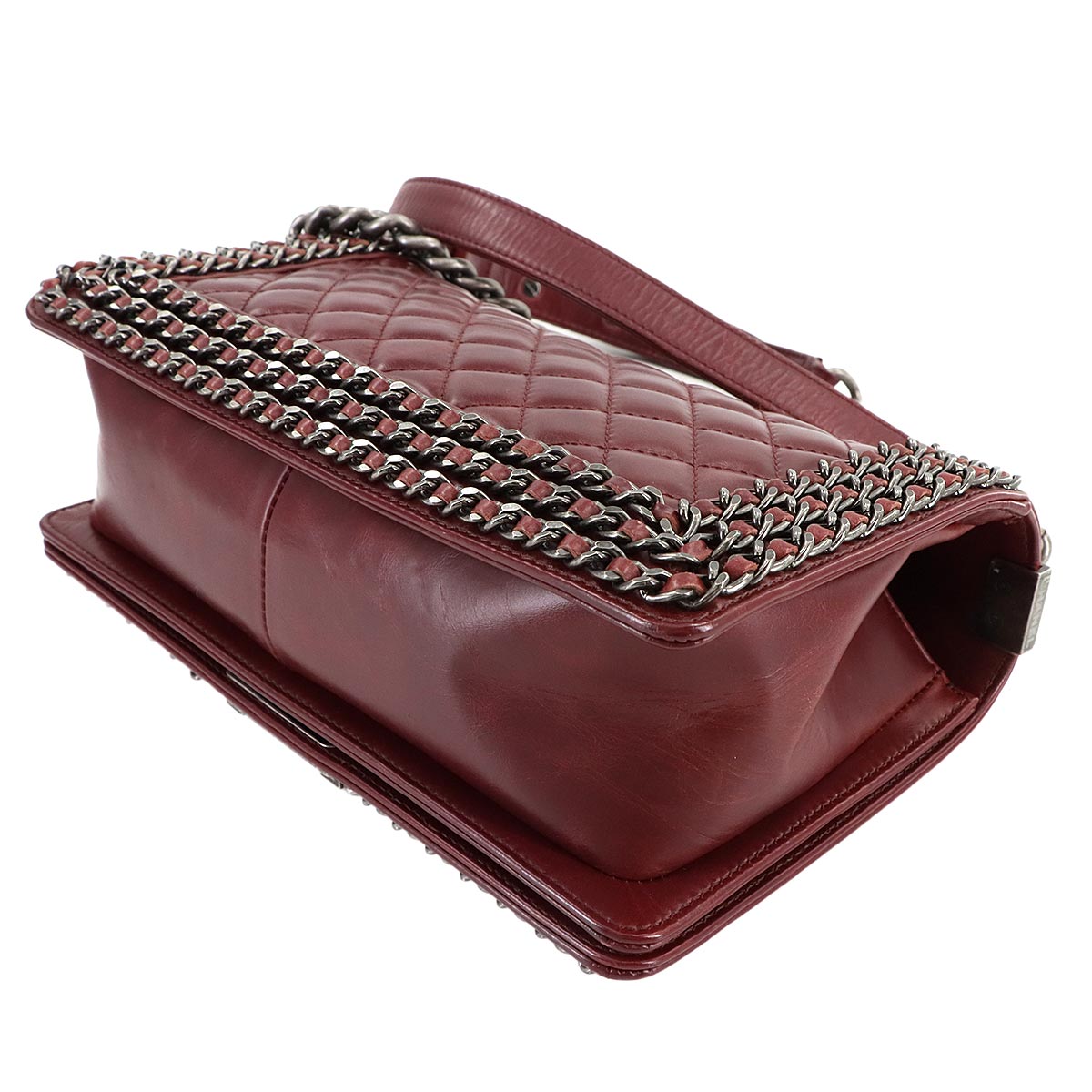 BOY CHANEL Chain Shoulder Bag Leather Bordeaux A67086 Purse