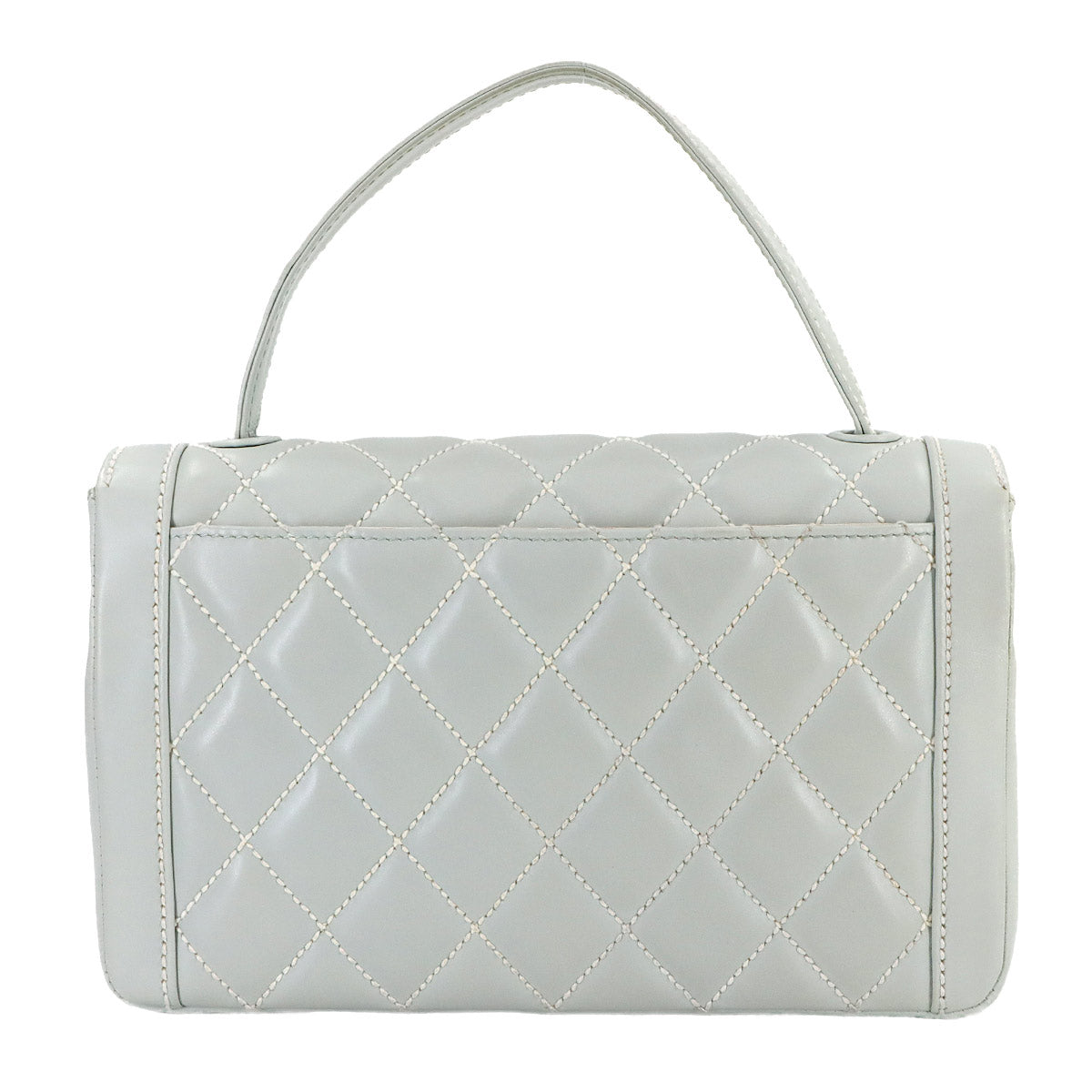 Matelasse Wild Stitch Hand Bag Leather Light Gray