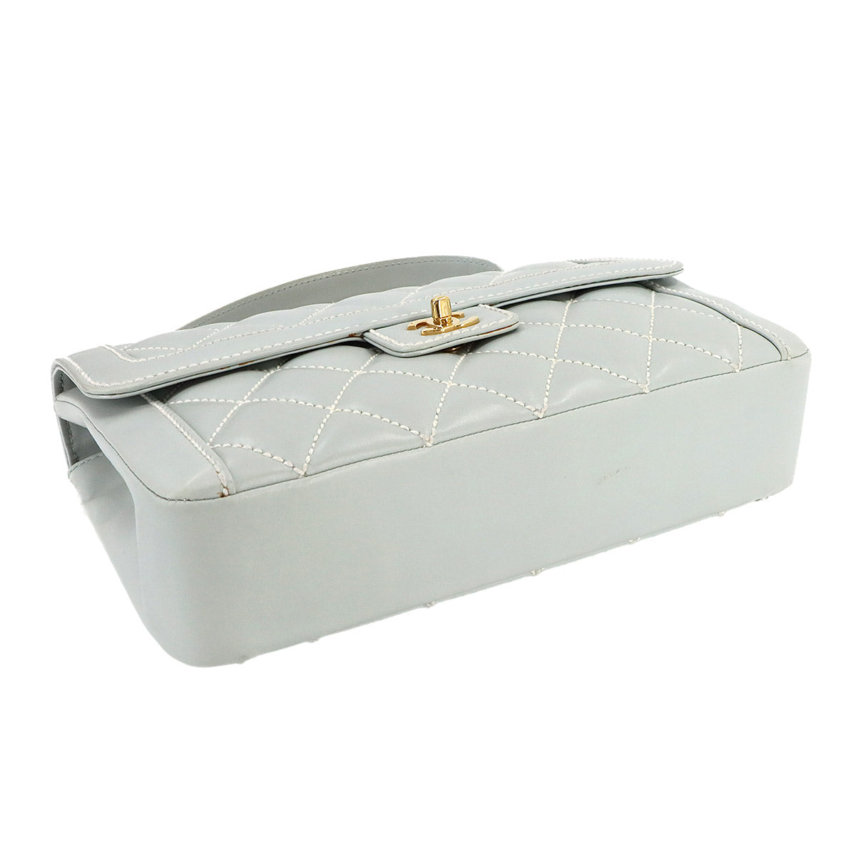 Matelasse Wild Stitch Hand Bag Leather Light Gray