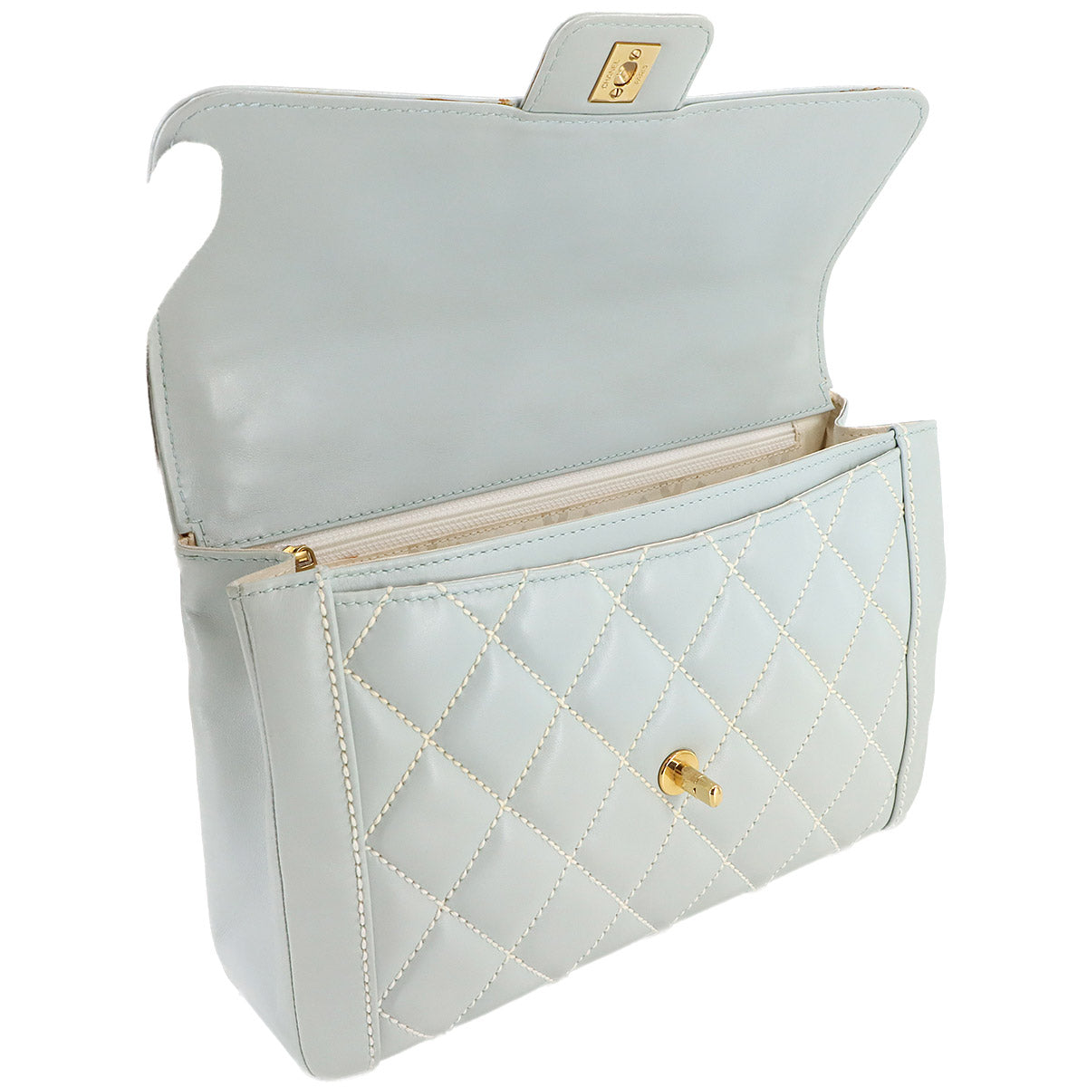 Matelasse Wild Stitch Hand Bag Leather Light Gray