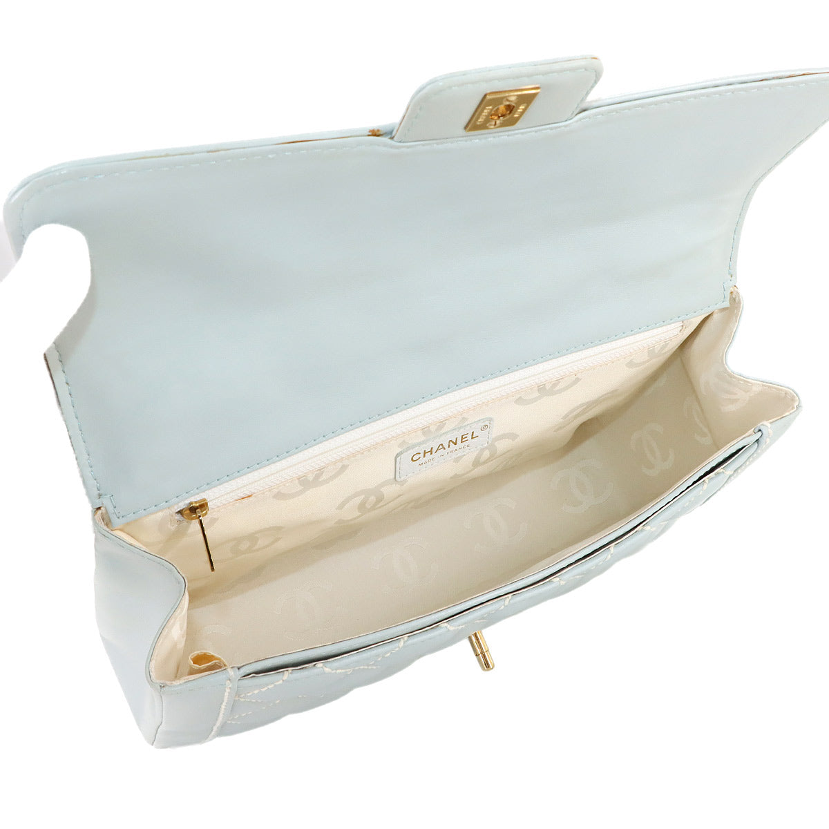 Matelasse Wild Stitch Hand Bag Leather Light Gray