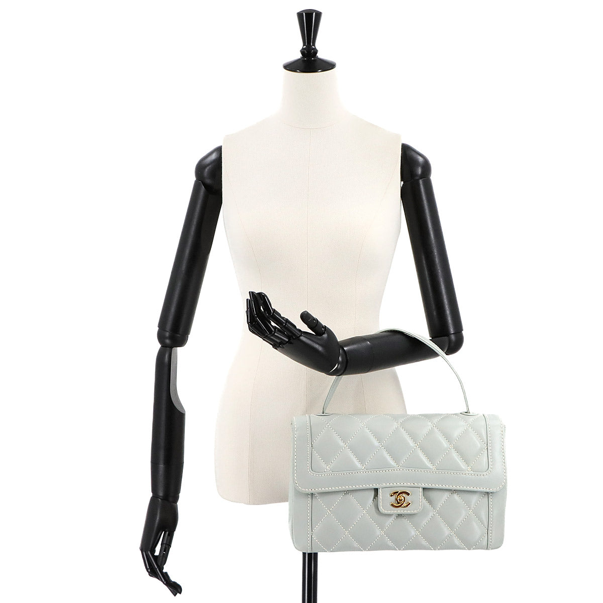 Matelasse Wild Stitch Hand Bag Leather Light Gray