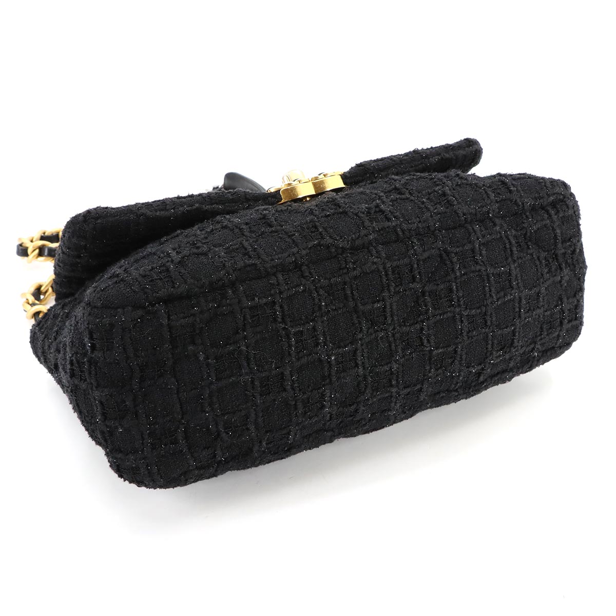 CHANEL 19 Chain Hand Shoulder Bag Tweed Leather Black AS1160
