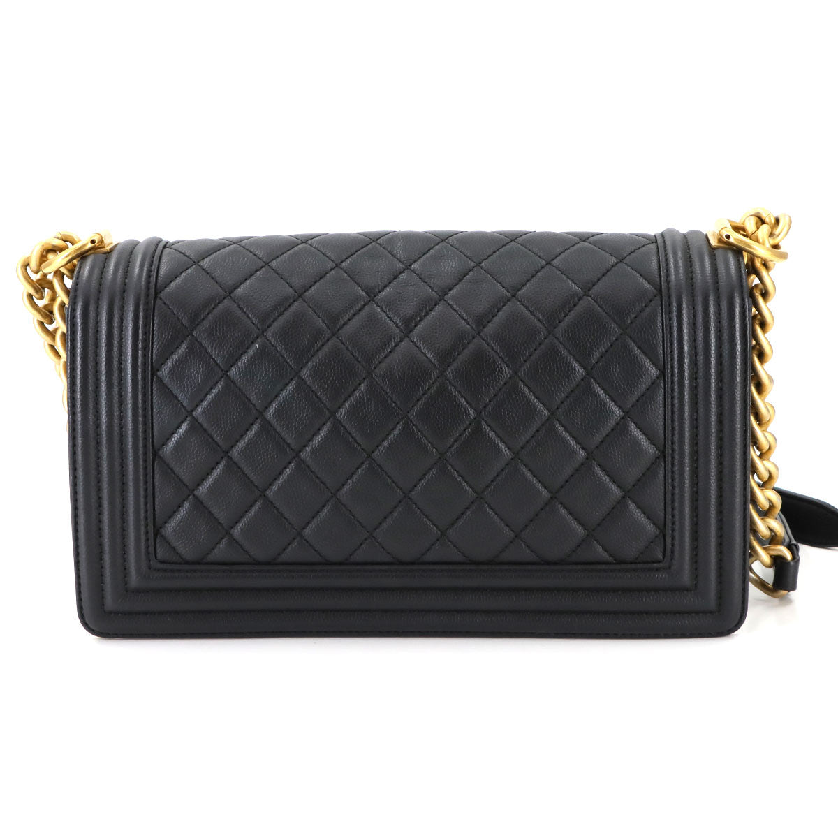 BOY CHANEL Chain Shoulder Bag Leather Black A67086 Purse