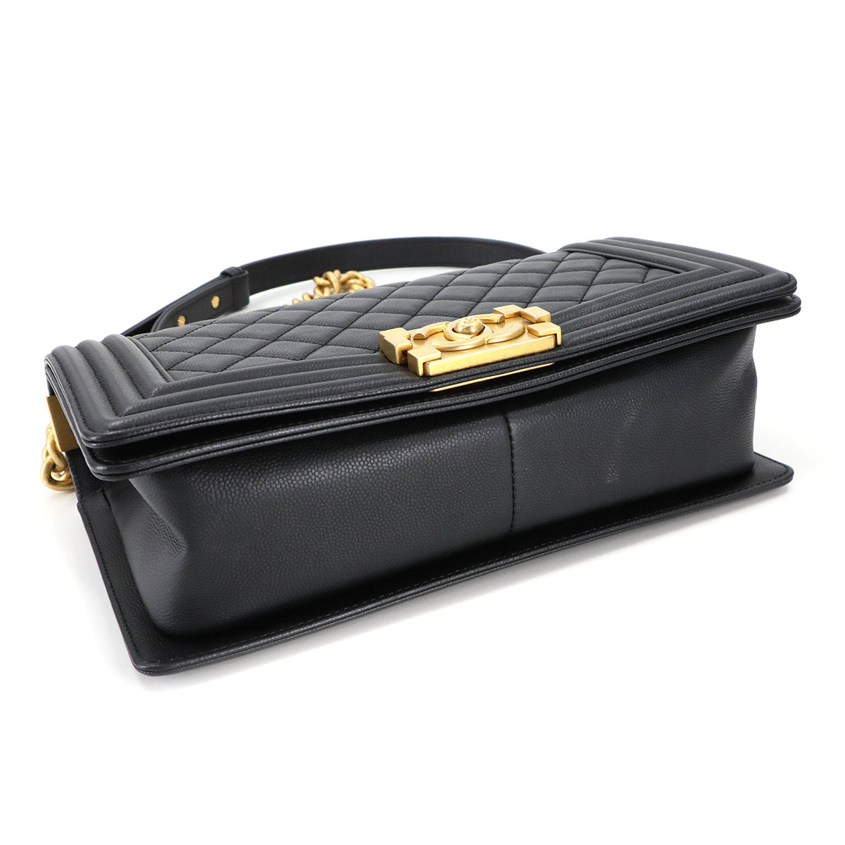 BOY CHANEL Chain Shoulder Bag Leather Black A67086 Purse