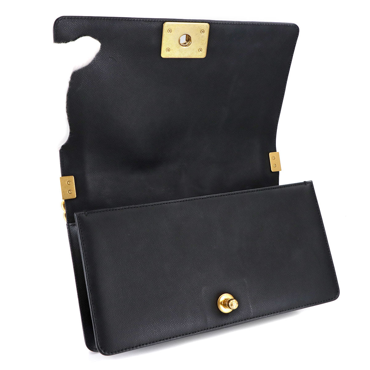 BOY CHANEL Chain Shoulder Bag Leather Black A67086 Purse