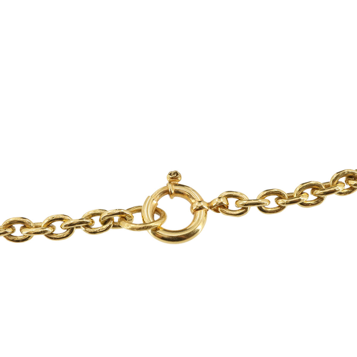 Stone Long Necklace Green Gold Accessory 94A Vintage