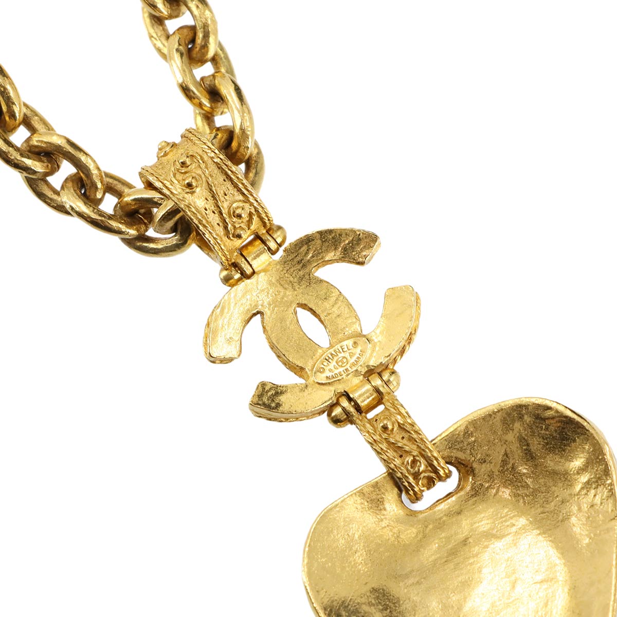 Stone Long Necklace Green Gold Accessory 94A Vintage