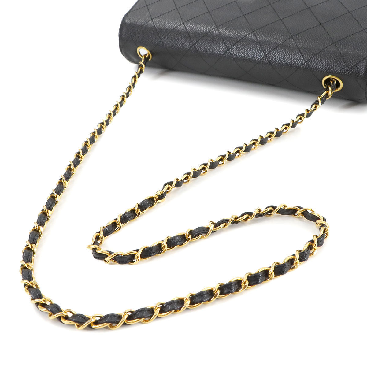 Matelasse Chain Shoulder Bag Leather Black