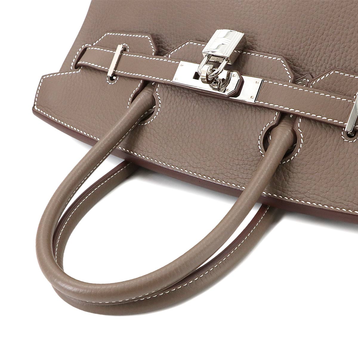 Birkin 30 Hand Bag Taurillon Clemence Etoupe Purse Beige