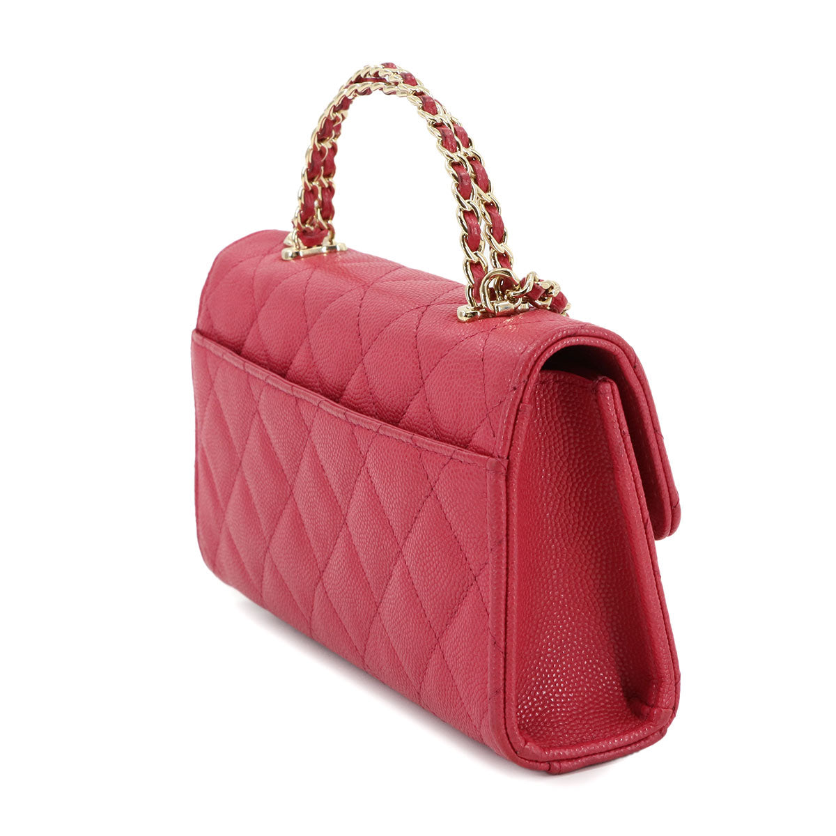 Matelasse Hand Shoulder Bag Caviar Skin Leather Pink AP3238