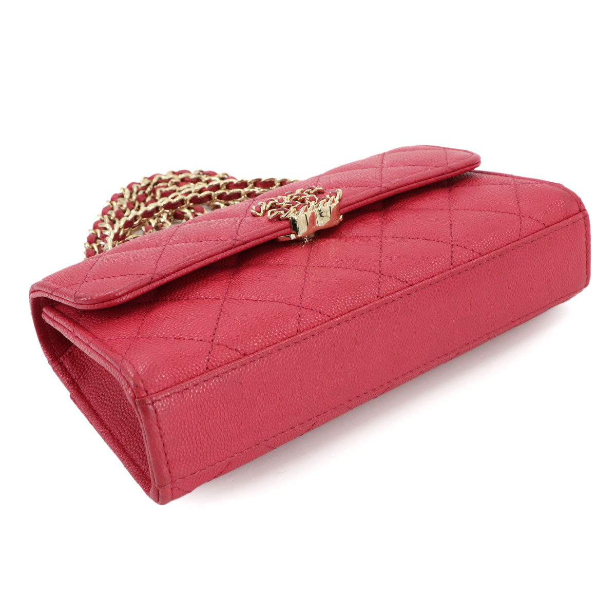 Matelasse Hand Shoulder Bag Caviar Skin Leather Pink AP3238