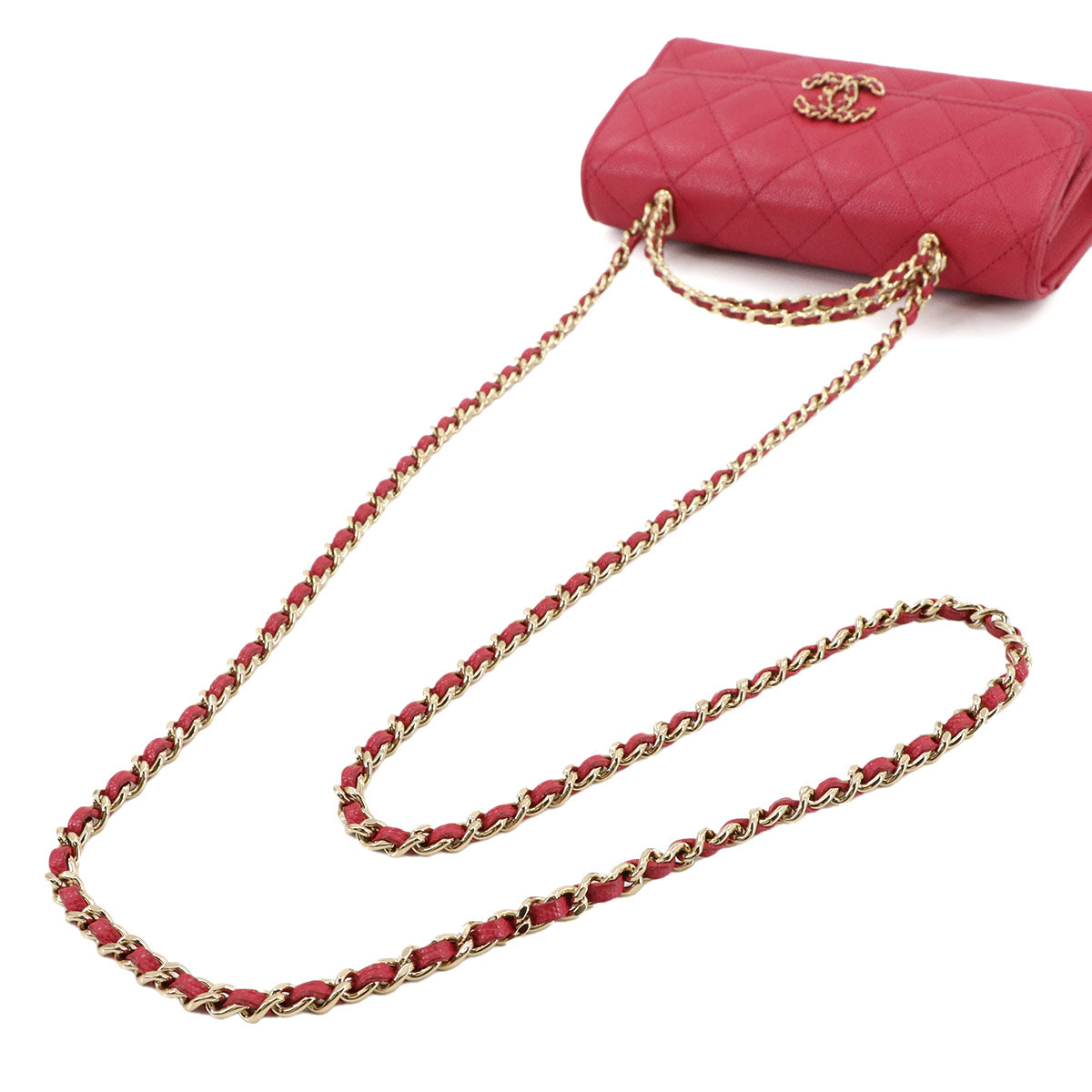 Matelasse Hand Shoulder Bag Caviar Skin Leather Pink AP3238