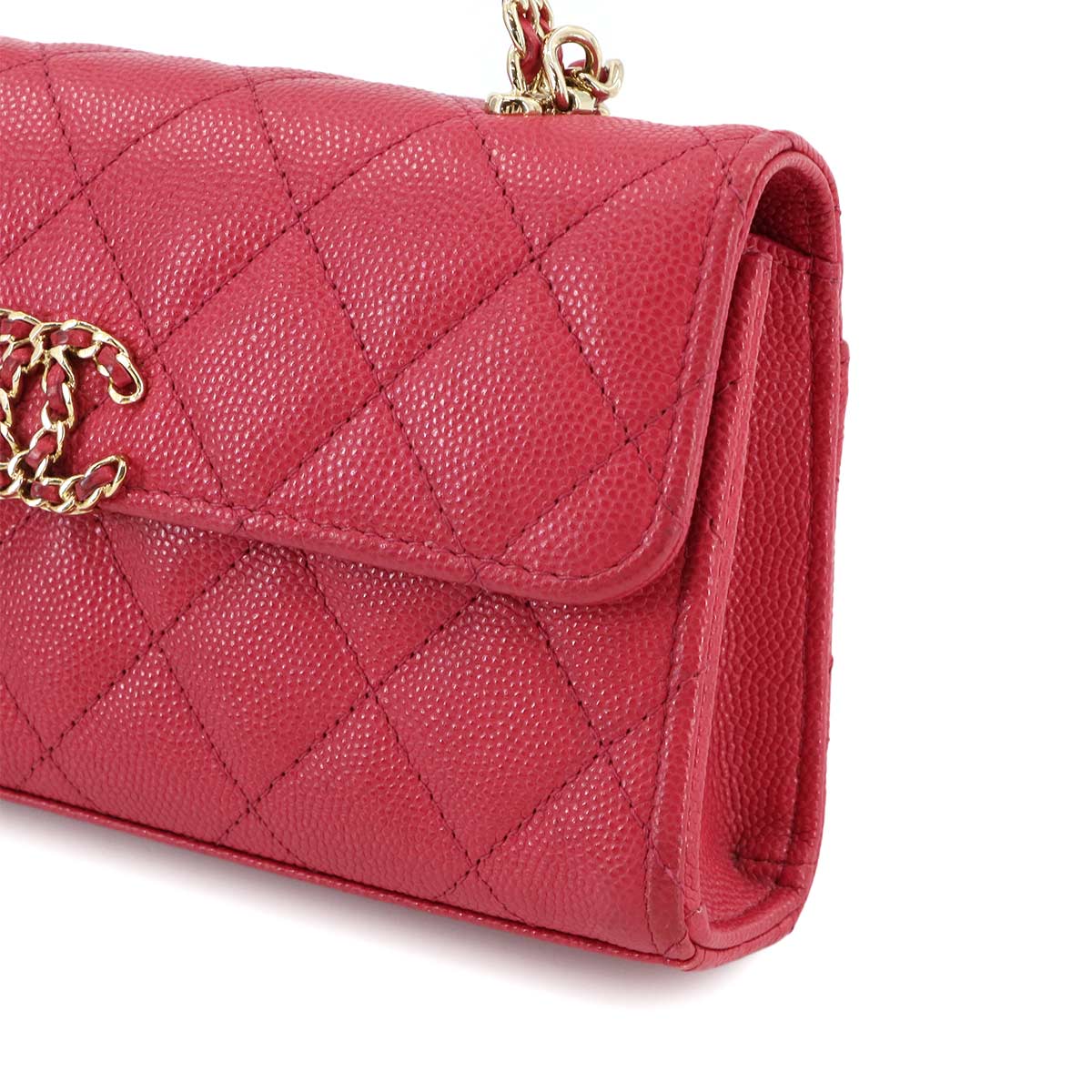 Matelasse Hand Shoulder Bag Caviar Skin Leather Pink AP3238