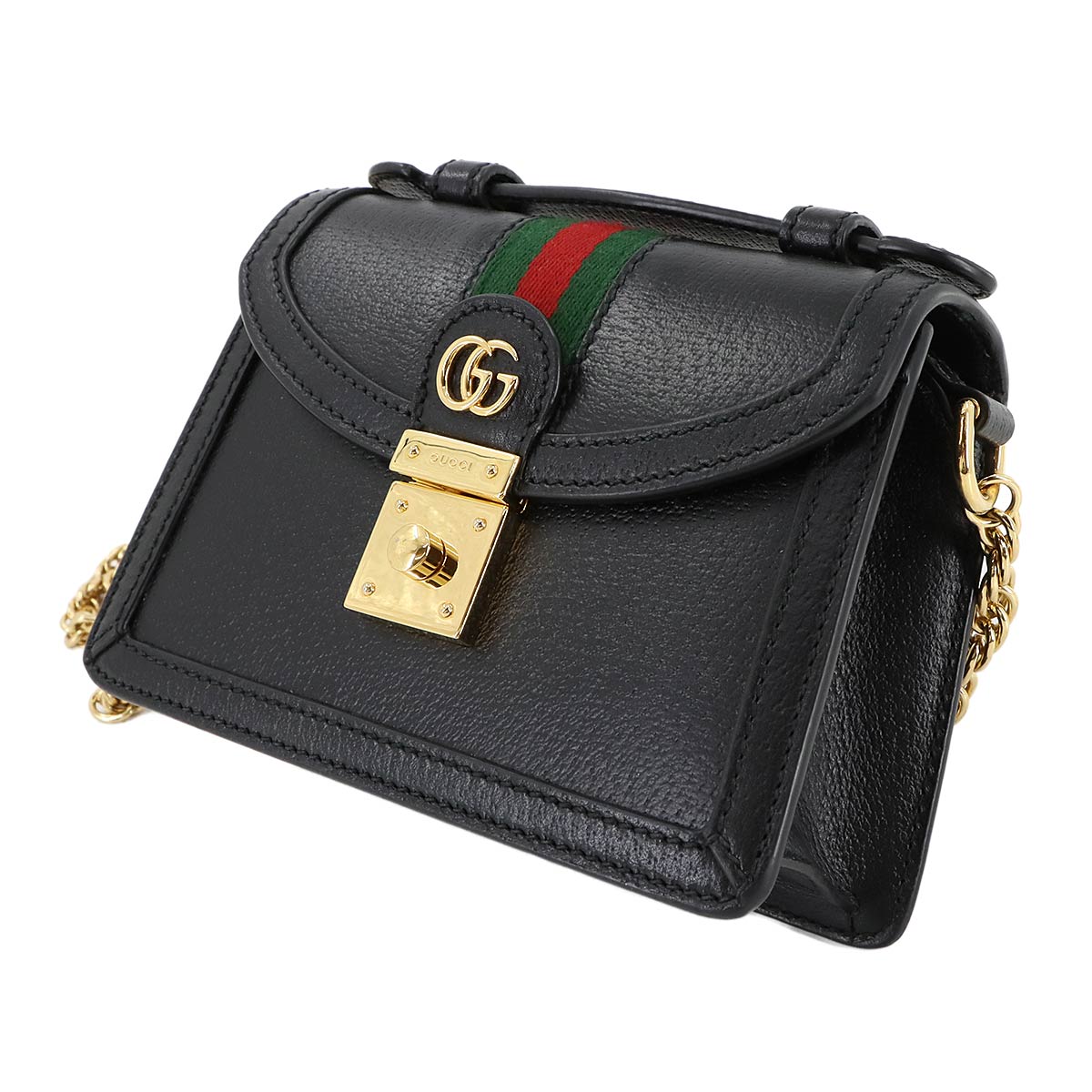 Ophidia Mini Hand Chain Shoulder Bag Leather Black 779834 Purse