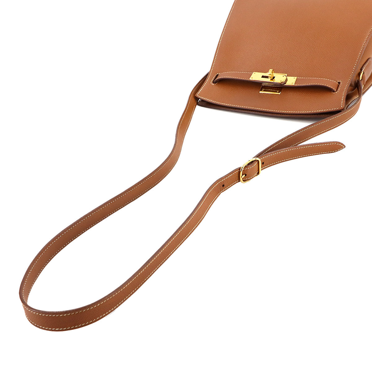 HERMES Kelly Sport MM Shoulder Bag Couchevel Epsom Gold Purse