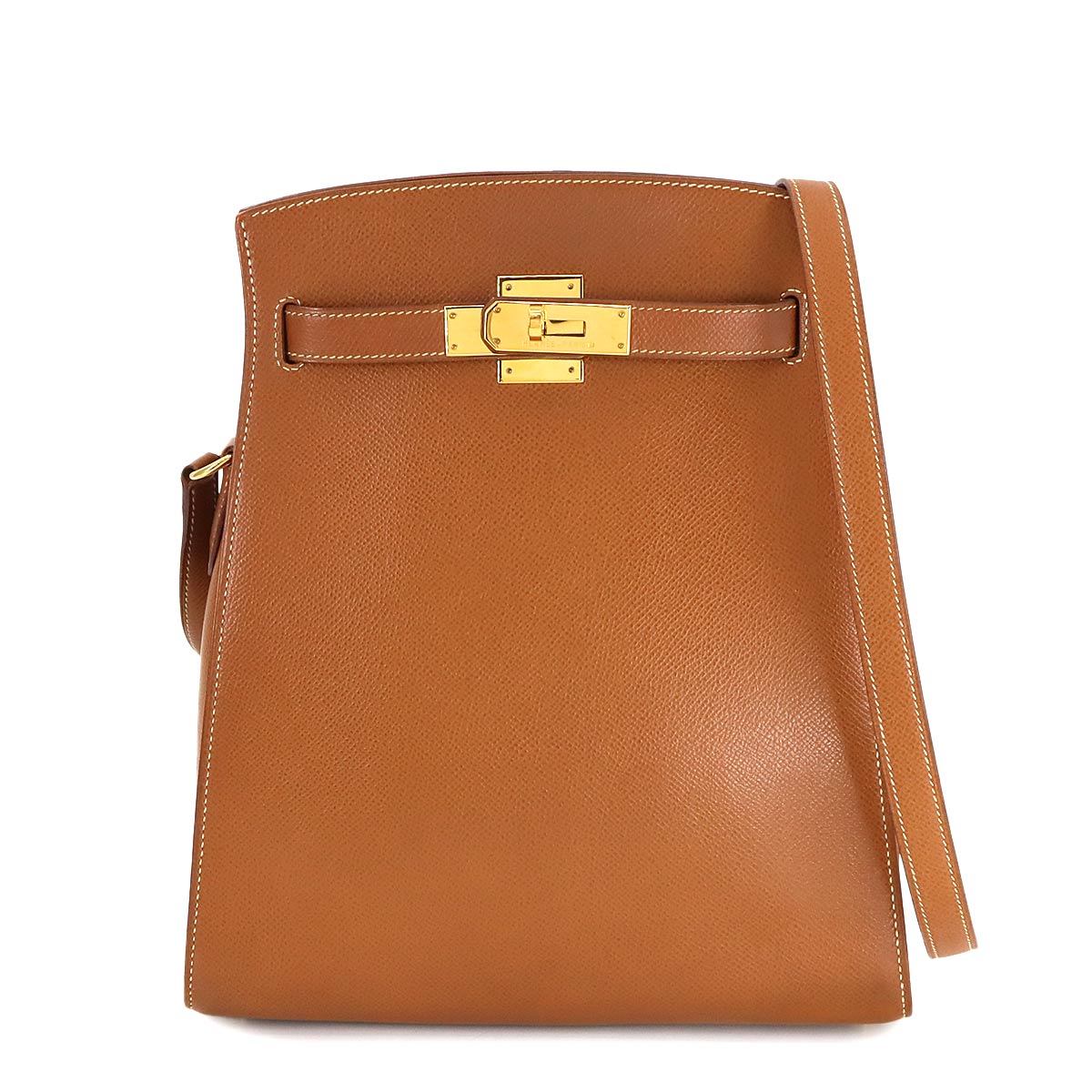 HERMES Kelly Sport MM Shoulder Bag Couchevel Epsom Gold Purse