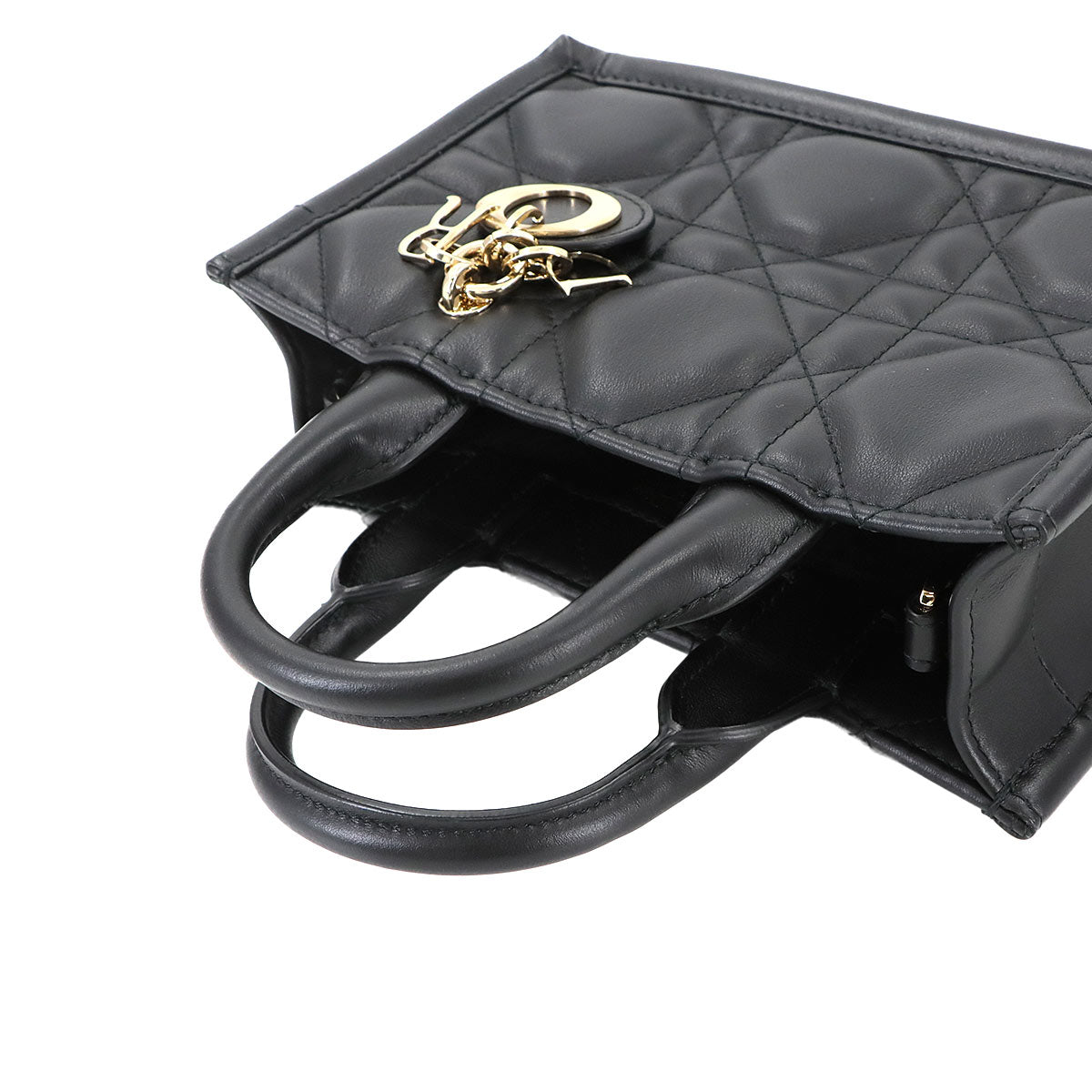 Christian Dior Macrocannage Book Tote Mini Bag Leather Black S5573OWHP 90283252