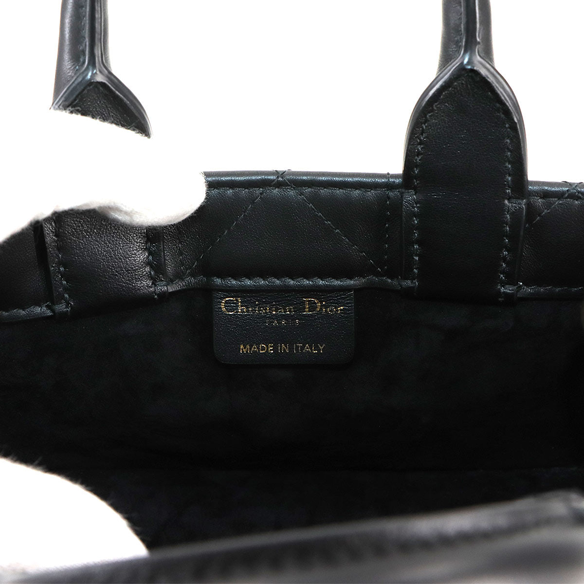 Christian Dior Macrocannage Book Tote Mini Bag Leather Black S5573OWHP 90283252