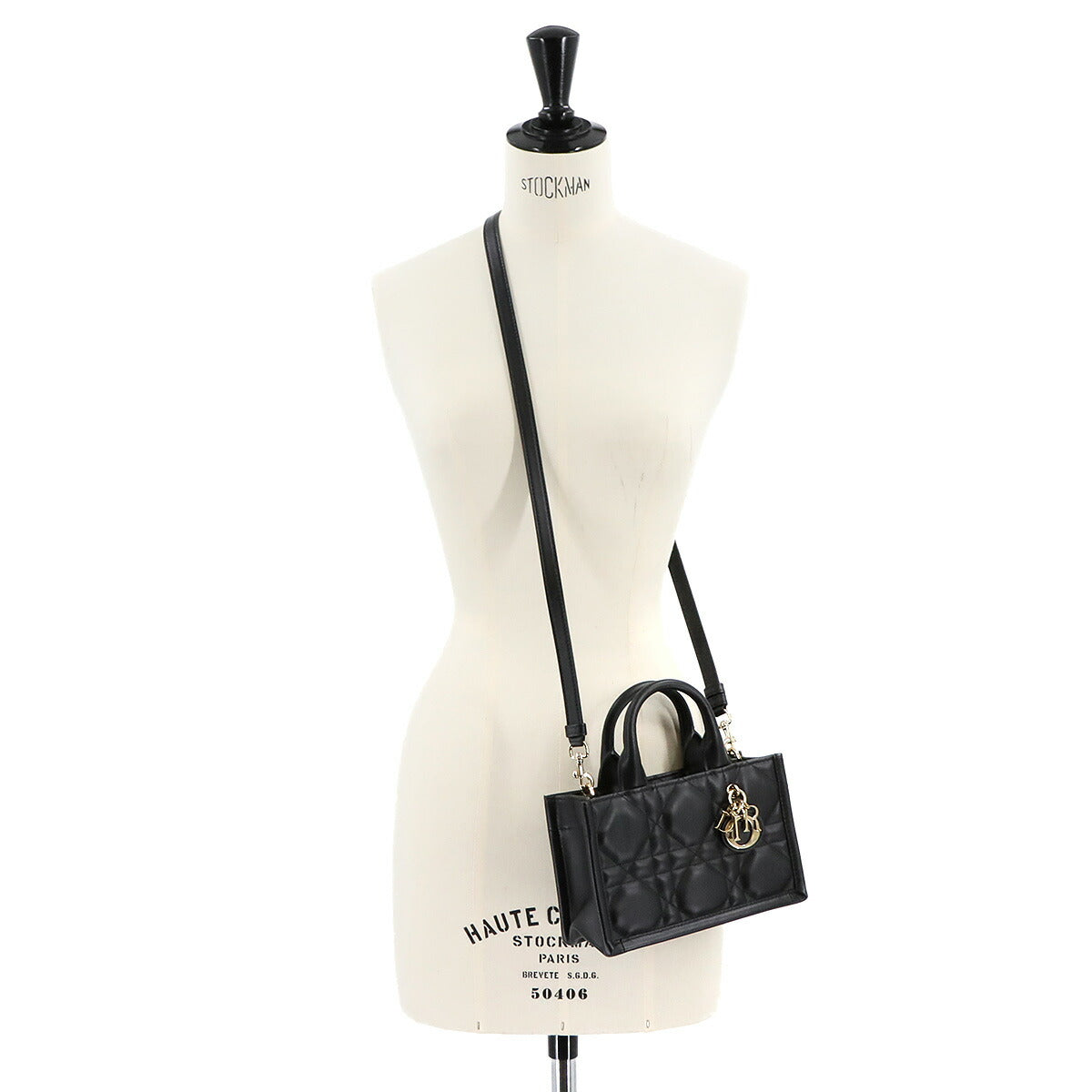 Christian Dior Macrocannage Book Tote Mini Bag Leather Black S5573OWHP 90283252