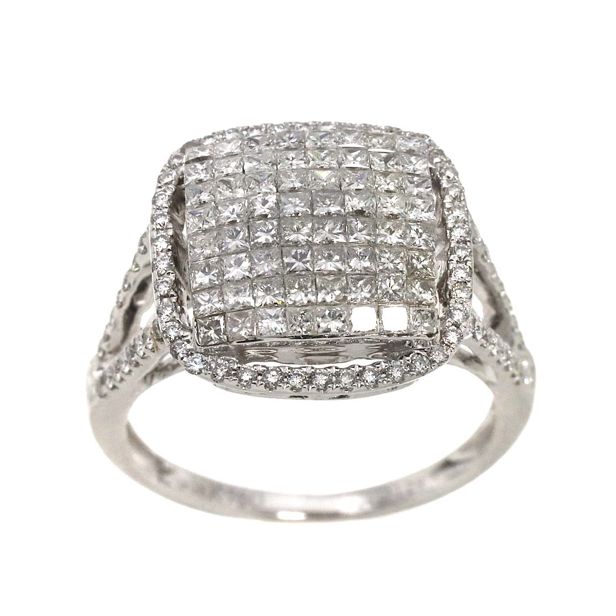 Diamond 1.29ct Ring 18K K18 WG White Gold size6(US)