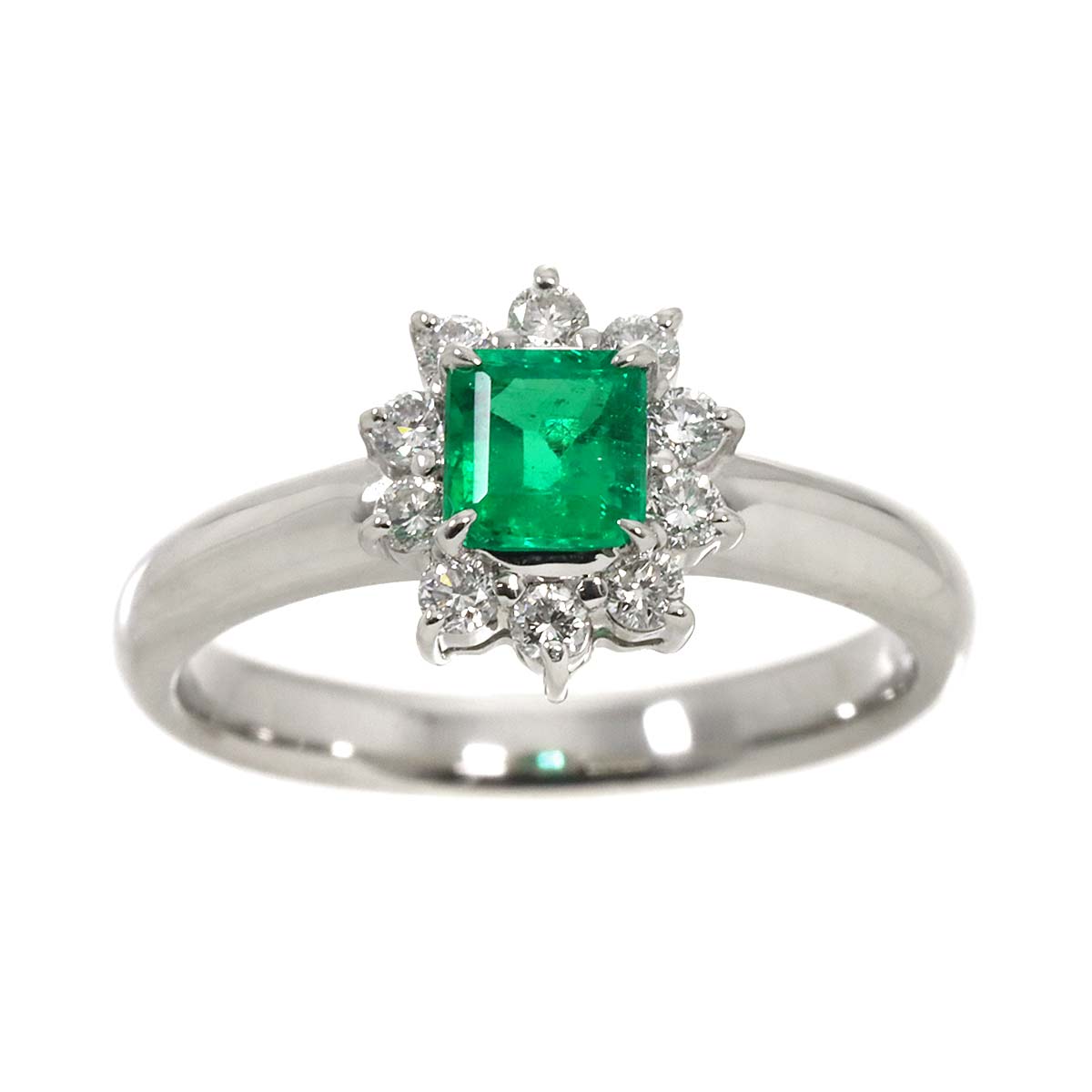 Emerald 0.45ct Diamond 0.24ct Ring Pt Platinum Size5.5-5.75(US)