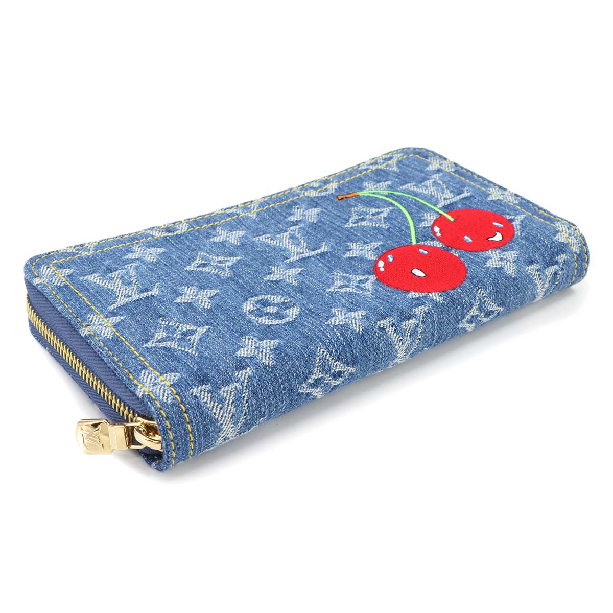 LV x TM Zippy Wallet Monogram Cherry Denim Blue M23161