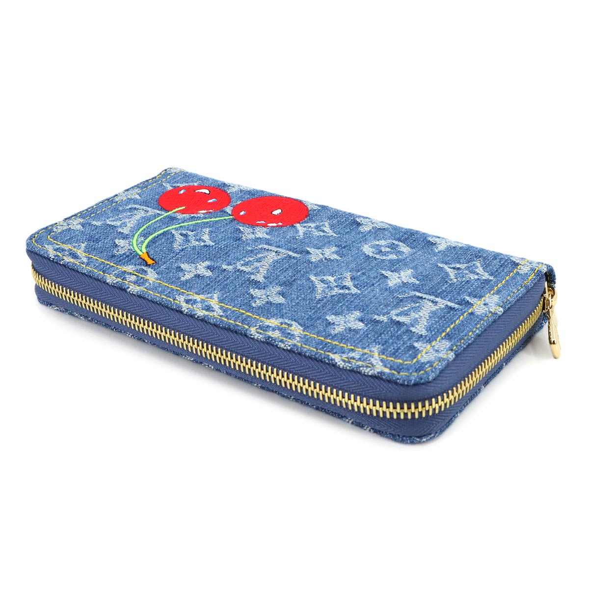 LV x TM Zippy Wallet Monogram Cherry Denim Blue M23161