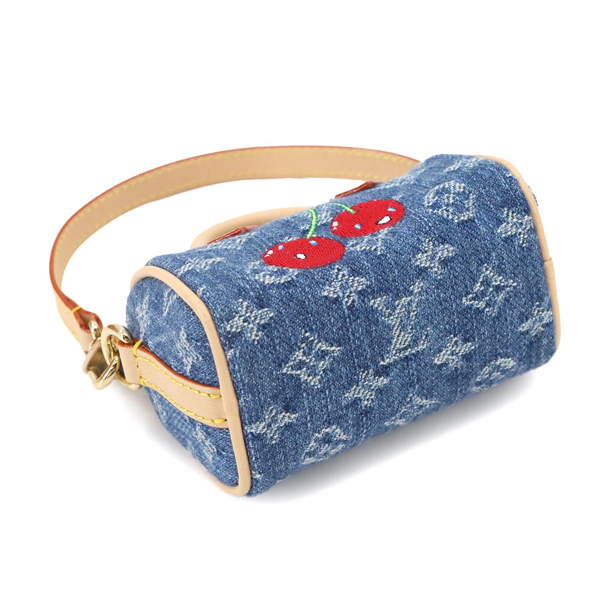 LV x TM Bag Charm Micro Speedy Monogram Cherry Denim