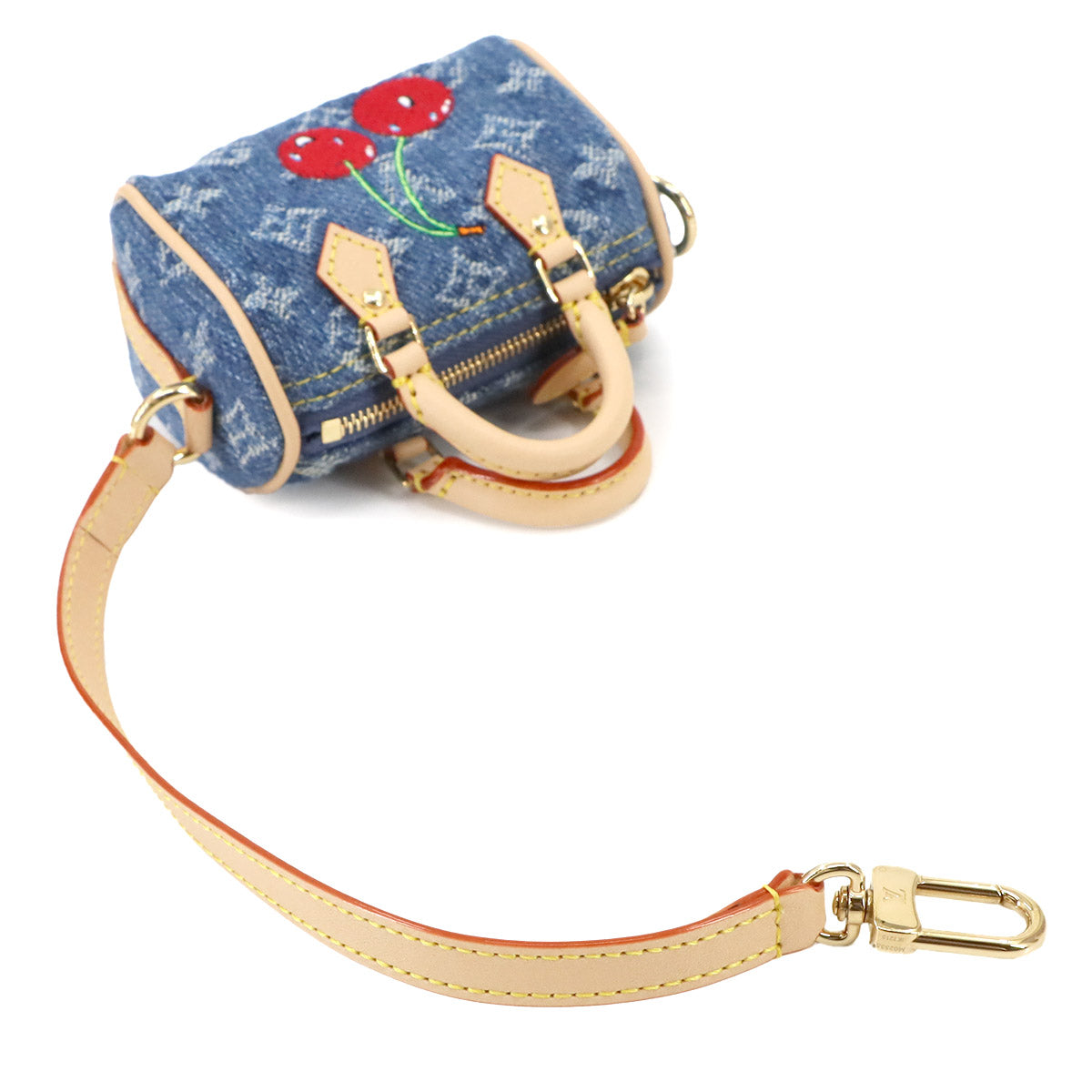 LV x TM Bag Charm Micro Speedy Monogram Cherry Denim