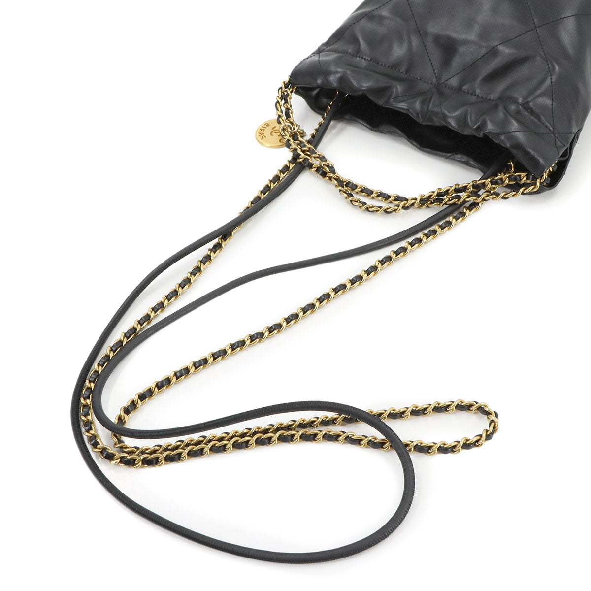 CHANEL 22 Mini Chain Hand Shoulder Bag Leather Black AS3980 Purse