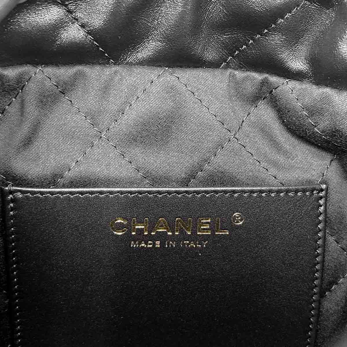 CHANEL 22 Mini Chain Hand Shoulder Bag Leather Black AS3980 Purse