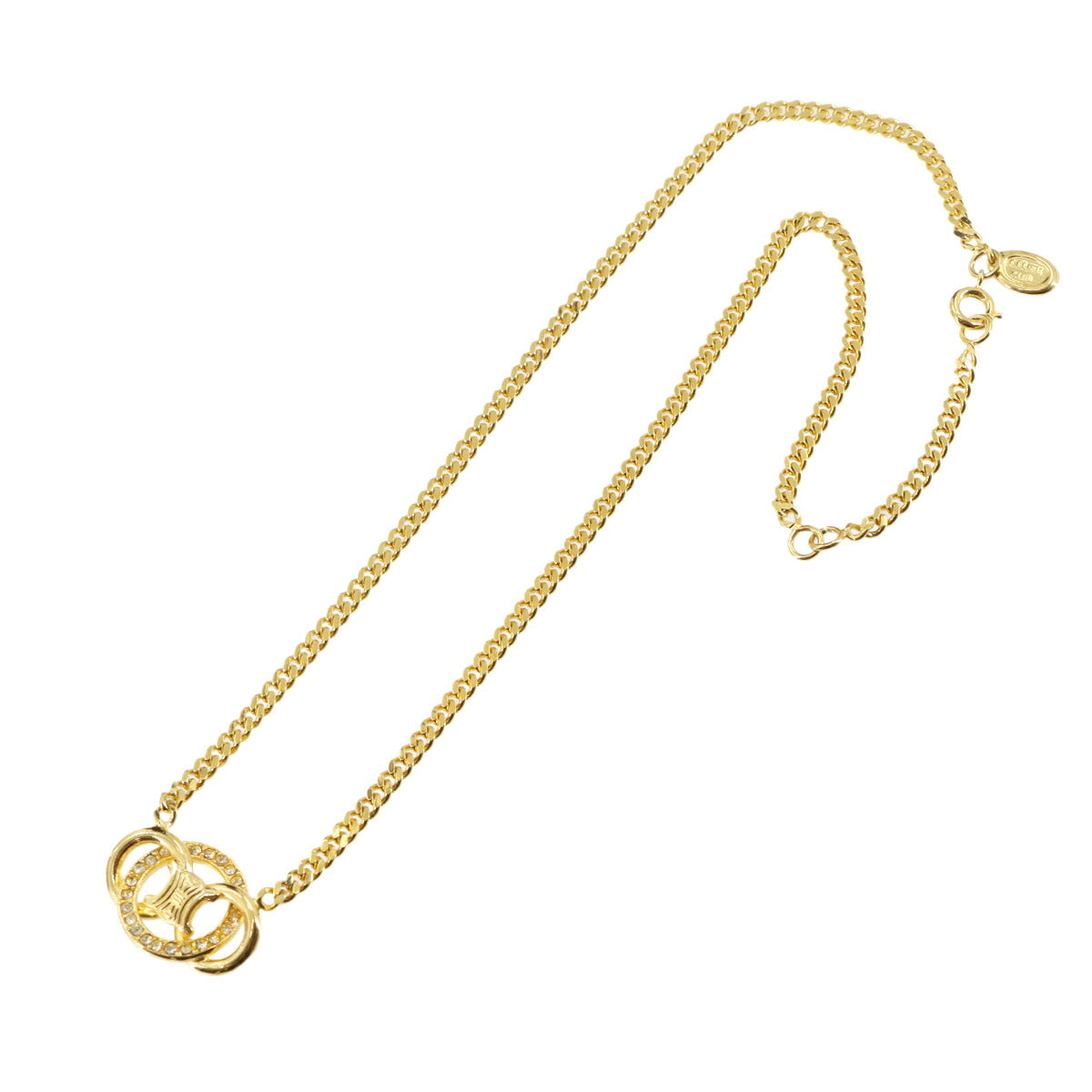 Macadam RhineStone Chain Necklace Gold Accessory