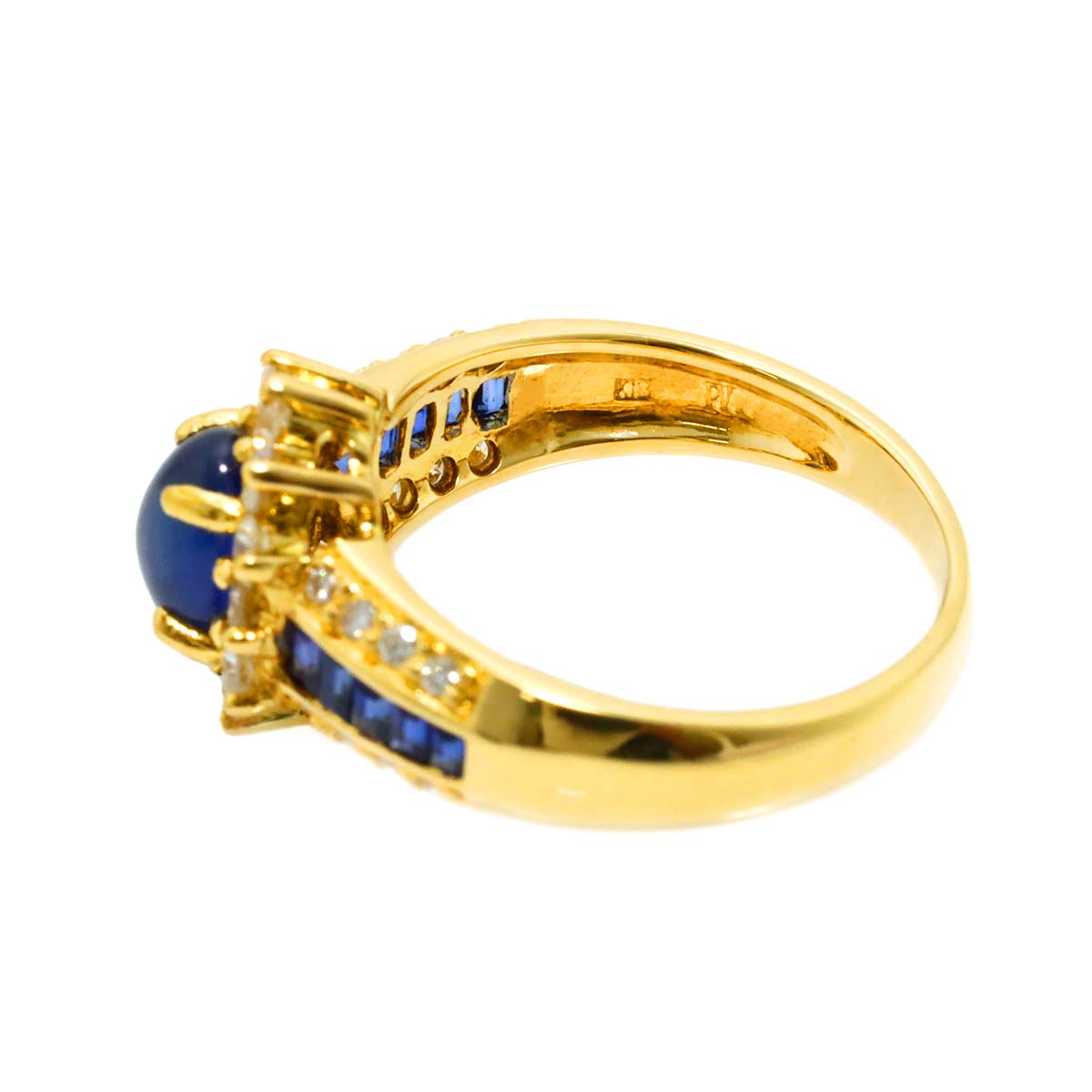 Ponte Vecchio Sapphire 1.28/0.36ct Diamond Ring 18K YG size6.5-6.75(US)