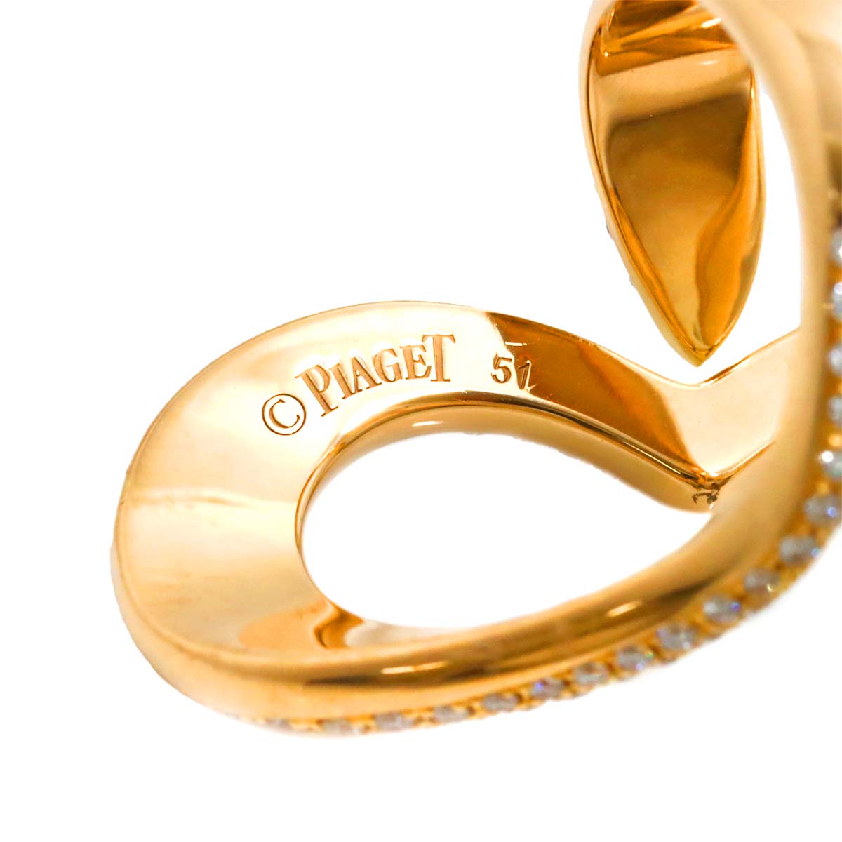 PIAGET LimeLight Heart Pave Diamond Ring 18K PG 750 Size51 5.5-5.75(US)