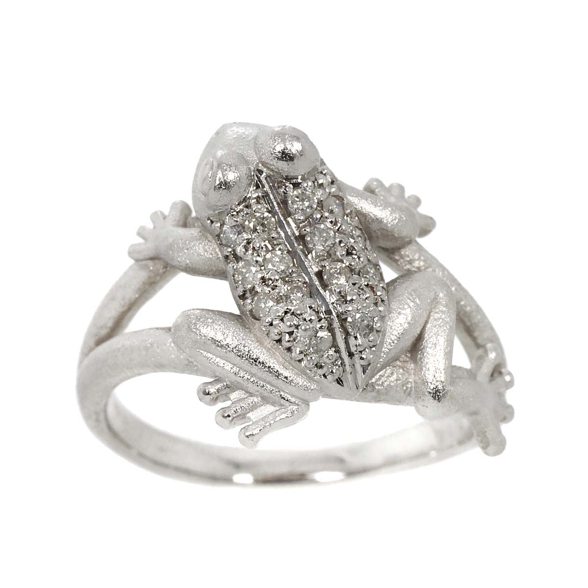 Diamond 0.14ct Ring 18K K18 WG White Gold size5.75-6(US)