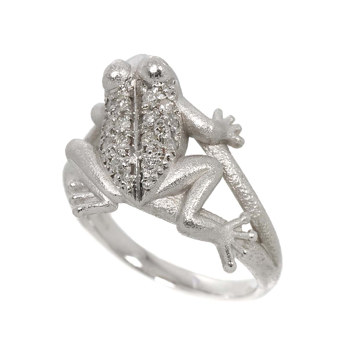 Diamond 0.14ct Ring 18K K18 WG White Gold size5.75-6(US)