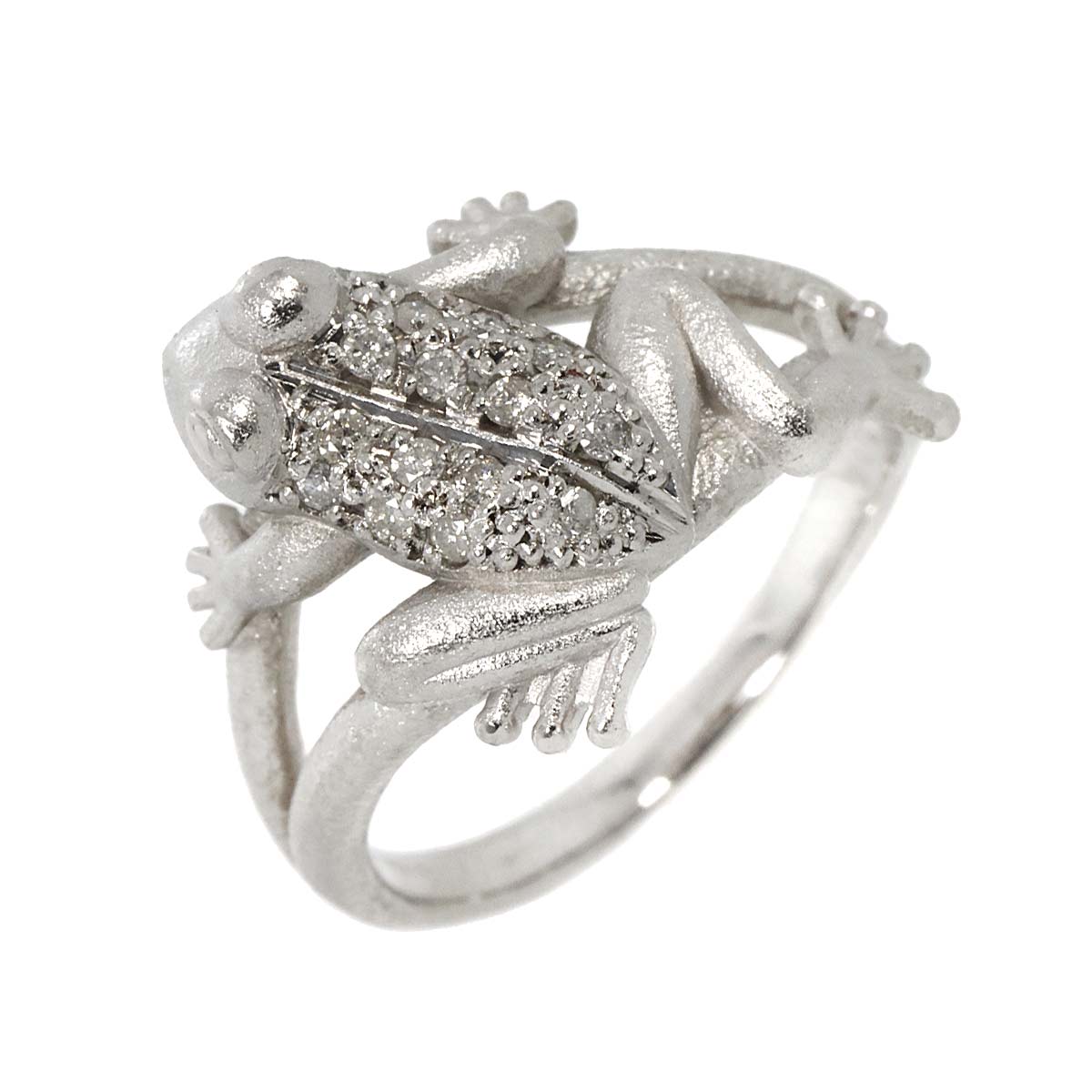 Diamond 0.14ct Ring 18K K18 WG White Gold size5.75-6(US)