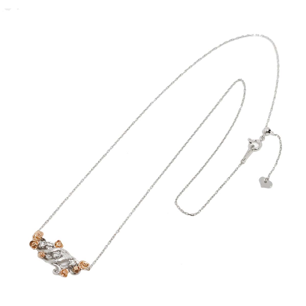 Diamond 0.07ct Necklace 18K WG PG White Pink Gold 750