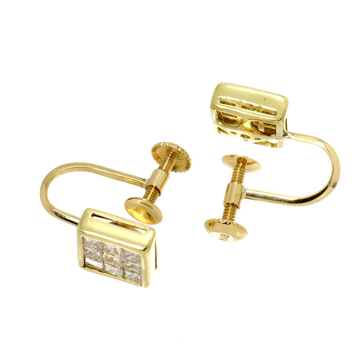 Diamond 0.40ct/0.40ct Earrings 18K K18 YG 750