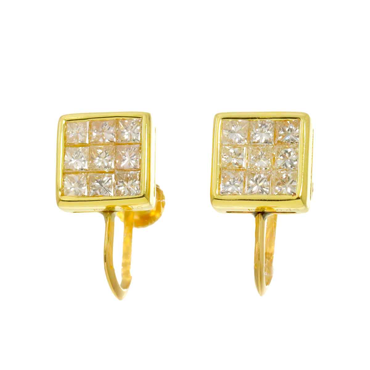 Diamond 0.40ct/0.40ct Earrings 18K K18 YG 750