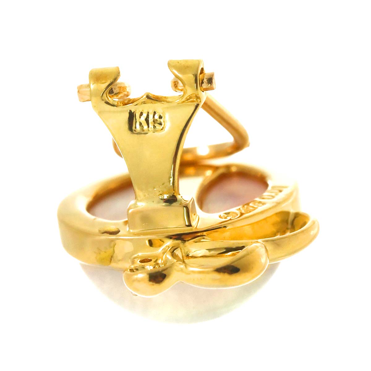 Mabe Pearl Diamond 0.01ctx2 Earrings Clip on 18K YG 750