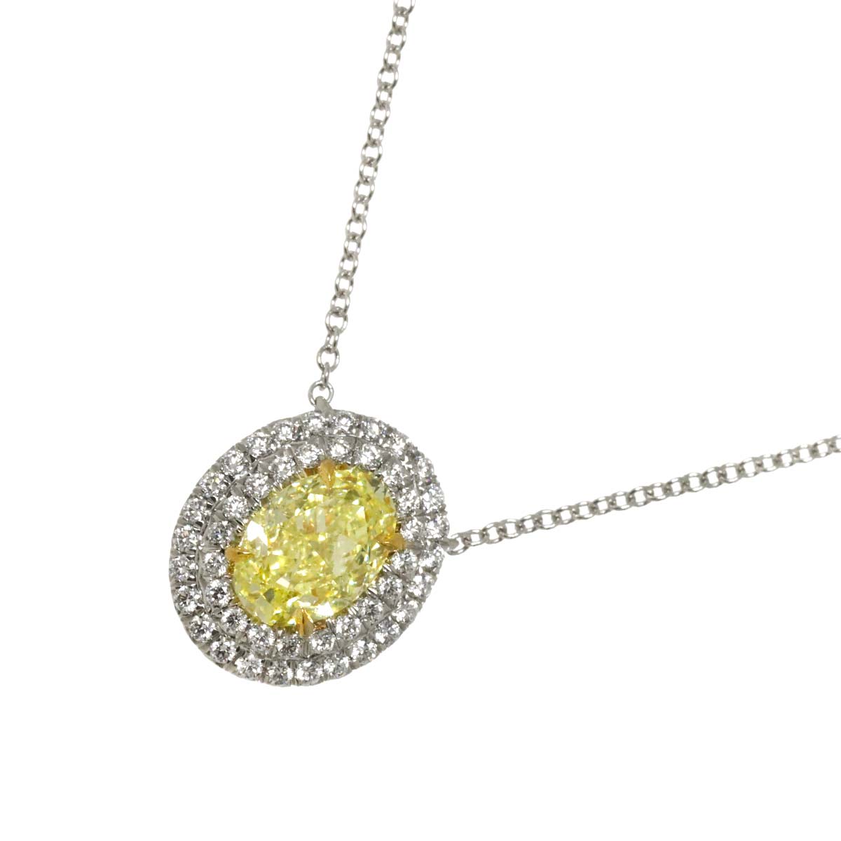 Soleste Diamond 1.05ct FY/IF Necklace Pt 18K YG 750