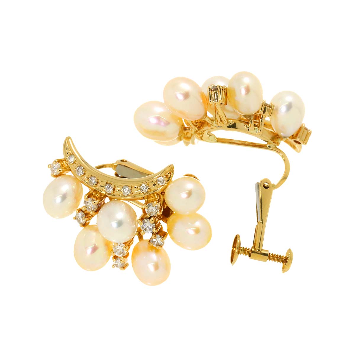 Freshwater cultured pearl Diamond 0.51/0.51ct Earrings 18K YG